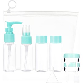 KAREN Botellas De Viaje Para cosméticos,Set De 11 Botellas De Viaje Líquidas Vacías,kit de viaje aseo personal,Conjunto de contenedores de aseo portátil a prueba de fugas-Verde