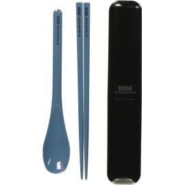 Edge Chopsticks & Case Spoon Combination Set, Blue 73341