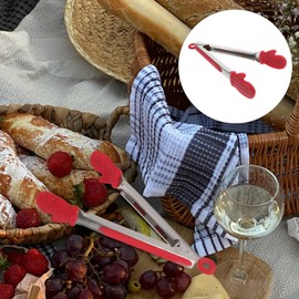 BESTonZON Stainless Steel 3 Pieces Tips Bar Clip Cooking Salad Non-Slip Steak Small Gloves Home Shape Mini Tongs Appetizer with Versatile Restaurant Handle Steel Kitchen Grill