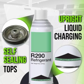 Leak Saver R290 Refrigerant - 8oz Upright Charging Self Sealing Can - 3 Pack