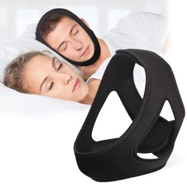 TOEECY Anti Snoring Chin Strap Snoring Stopper Airflow Jaw Strap Against Snoring Chin Strap Stopper Flexible Breathable Reduction Relief Snore Solution for Men Women (Black)