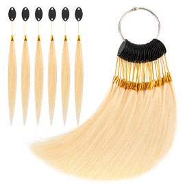 Noverlife 30PCS 8" Human Hair Swatches for Testing Color, Light Blonde Natural Hair Sample Rings Human Hair Color Rings Natural Hair Color Swatches, Real Hair Color Testing Kit for Hair Color Training