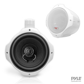 Waterproof Marine Wakeboard Tower Speakers - 6.5in Dual Subwoofer Speaker Set and 1” Tweeter with 200 Watt Power - 2-way Boat Audio Stereo System with Mounting Bracket - 1 Pair - PLMRW65 (White)