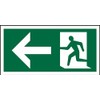 Seco Fire Exit - Arrow Pointing Left & Man Running Left Pictogram Sign, 300mm x 150mm - 1mm Semi Rigid Plastic