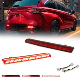 KENRTIR Red LED Rear Bumper Reflector Light Brake Sequential Turn Signal Tail Fog Lamp Compatible with 2021 2022 2023 Toyota Sienna
