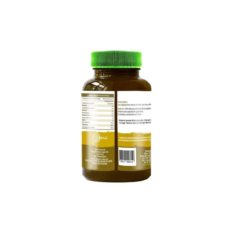 Suplemento Maca Negra Orgánica Premium 100 Cápsulas 500mg