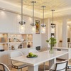 Brushed Nickel Pendant Lights Kitchen Island 4.72" Hammered Glass 2