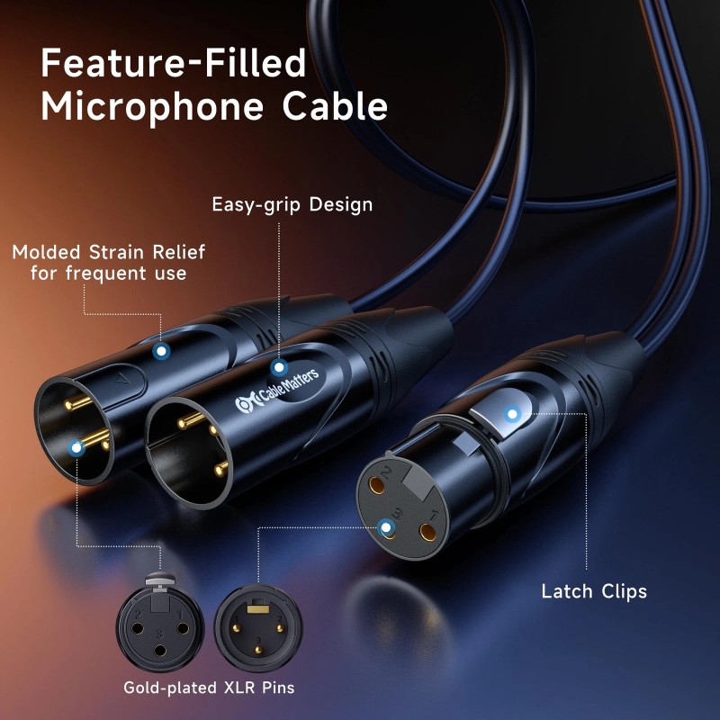 Cable Matters Balanced XLR Splitter Cable - 1.5ft / 0.5m,
