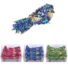 ZHANYIGY 6pcs Artificial Bird with Clip- 4.25" Blue/Gold Bird Chrsitmas Tree Ornament Christmas Holy Wreath Decorations