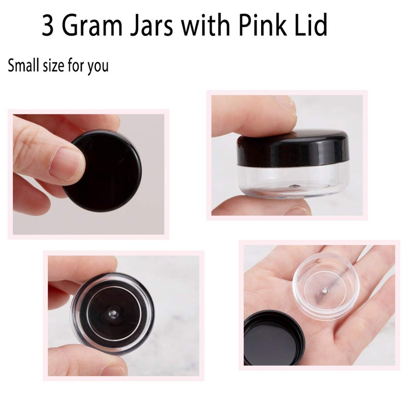 3 Gram Sample Containers with Lids, 25 Pack Mini Cosmetic