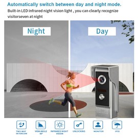 AOAMZ 7 Inch Wired Video Intercom, TFT LCD Screen Monitor, Waterproof Night Vision Camera, Support Unlocking Surveillance Door, Two-Way Audio for Villa Home Office Apartment