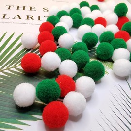 Christmas Pom Pom Garland Christmas Decorations Cute Hanging Felt Ball Red White Green Bead Ornament String Banner Garland Wall Indoor Home Room Xmas Tree Decorations Supplies