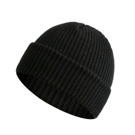 Winter Hat Fisherman Beanie Hat Rollup Edge Skullcap Fisherman Winter Beanie Hat Unisex Black