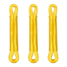 Relaxdays Set of 3 Washing Lines, 20 m, Laundry Cord with Polyester Core, PVC, Extra Strong, Indoors & Outdoors, Yellow