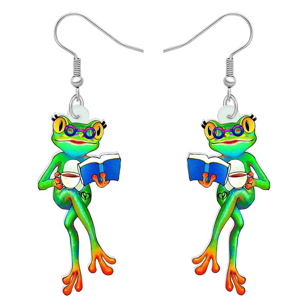NEWEI Cute Weird Acrylic Frog Earrings Dangle Funny Animals Jewelry