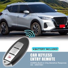 X AUTOHAUX 2pcs 434MHz KR5TXN1 Replacement Smart Proximity Insert Keyless Entry Remote Key Fob for Nissan Kicks 2018-2021 for Nissan Rogue Sport 2019-2021 3 Buttons 4A Chip with Door Key
