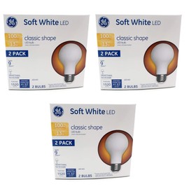 (6 bulbs) GE 31185 Soft White LED A21, 13 watts, 1520 lumens, 100 watt replacement, non-dimmable LED Light Bulb