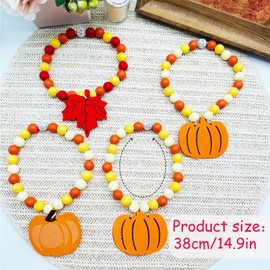 BDHRKTE 2 Pieces Wooden Beaded Curtain Tiebacks, Pumpkin Curtain Buckles Magnetic Curtain Buckles, All Saints' Day Curtain Tiebacks No Punch Decoration (Pumpkin Type C)