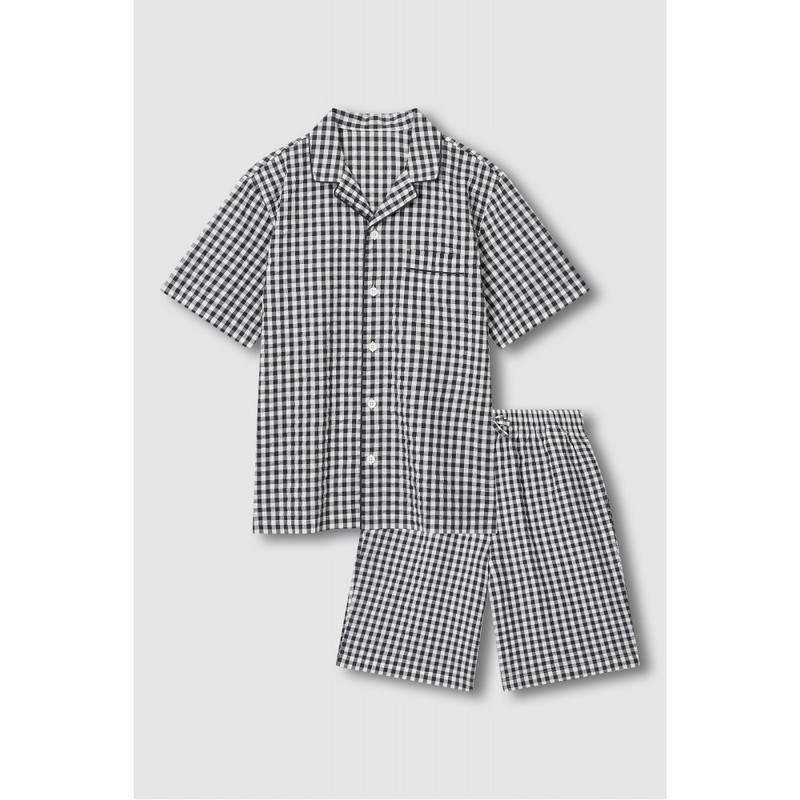 JAJU [JAJU] Men's Seersucker 5-part Pajama Set_Light Charcoal