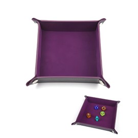 DHWEKU dice tray dice plate leather cube tray cube tray cube foldable PU leather velvet holder for games - cube tray very nice clever replacement block (purple)