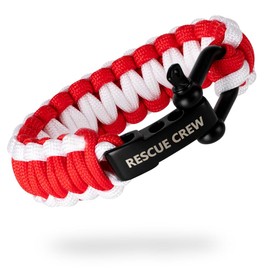 LIFE IS SIMPLE Paracord Survival Bracelet, Rescue Crew, Red, White, Adjustable Clasp, for Outdoor, Camping, Hiking