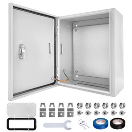 CXCESNS Outdoor Electrical Box 16 x 12 x 8”D NEMA 4X Enclosure Steel Box, Waterproof & Dustproof Outdoor/Indoor Lockable Electrical Junction Box, with Mounting Plate