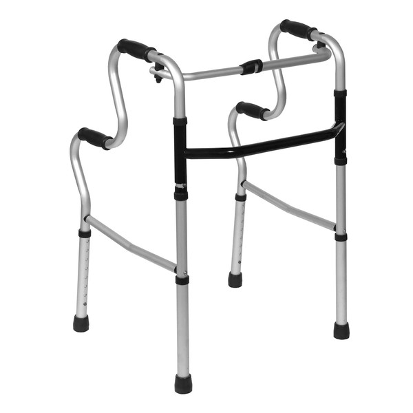 Support Plus Easy Rise Walker - Double Level Handles with Padded Grip, Folding Adjustable Height Standing Assist Mobility Aid
