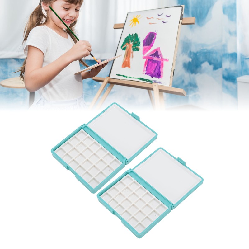 2Pcs Portable Watercolor Box Detachable Easy to Clean Compact Mini