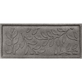 Bungalow Flooring Waterhog Indoor/Outdoor Boot Tray, 15 by 36 inches, Made in USA, Skid Resistant, Easy to Clean, Catches Water and Debris, Brittney Leaf Pattern, Medium Grey