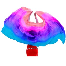 Nimiman Women 100% Real Silk Belly Dance Veils Dancing Hand Scarves Gradual Color Adult Size (5 colors)