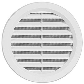 VM 100 Plastic Air Vent Grille Cover Round with Connection for Flange/Pipe and Fly Screen, 123 mm