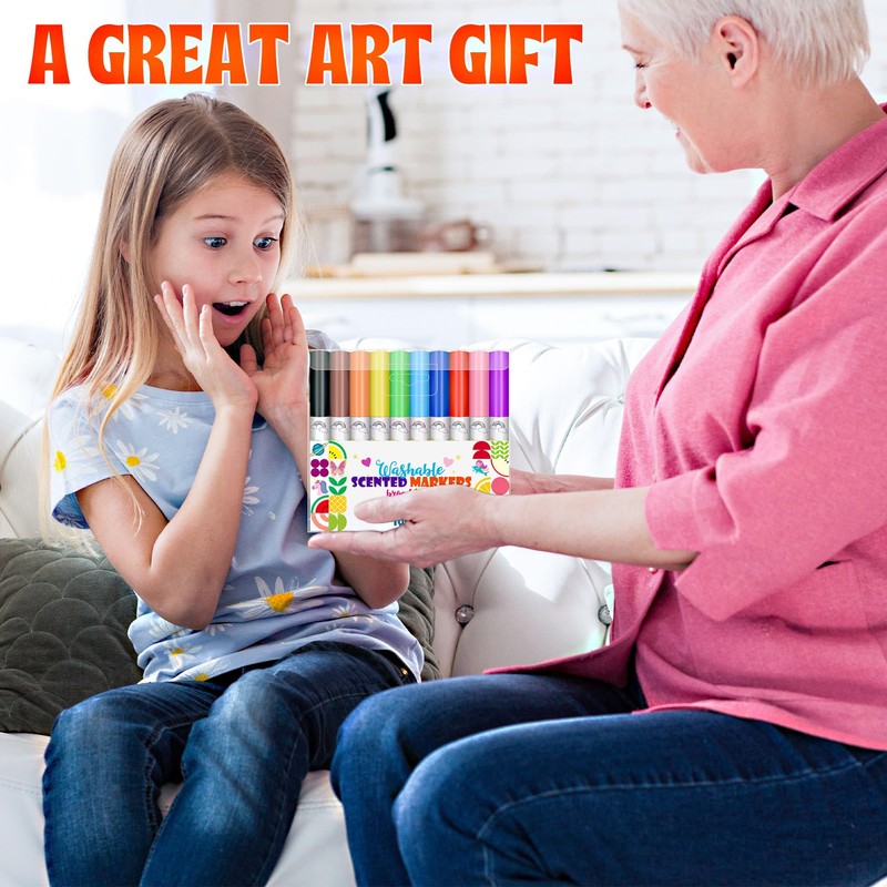 UrJKJV Scented Markers for Kids - 10 count Broad Line