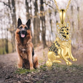 Cehuzeli German Shepherd Gifts 925 Sterling Silver Dog Necklace German Shepherd Jewelry Gift for Women