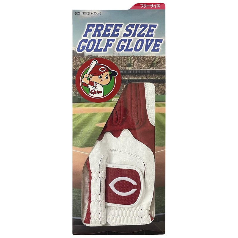 LEZAX HCGL-4609 Hiroshima Toyo Carp Golf Gloves, Left Hand, White
