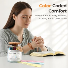 Bible Verse Jar, Read Me When Bible Verses with Cross Necklace for Women, Mothers Day Gifts, Her Graduation Gift, Prayer Jar With Scriptures For Emotions and Feelings