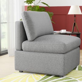 FDW Sofa Couch Deep Seat Sofa Couch 1-Seat Convertible Sofa Modular Sectional Sofa Couch for Living Room Bedroom Home Office (Gray)