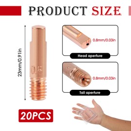 Jwcdfs 20pcs Welding Machine, Welding Nozzles, Welding Contact Tips, Copper Contact Tips, 15AK Compatible with MIG/MAG Welding Torch, 0.8 mm, High Temperature Resistant, Durable and Robust