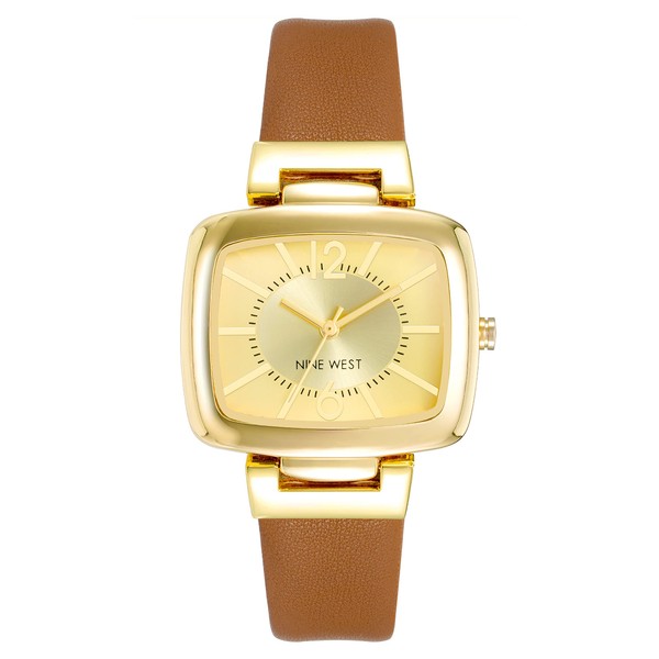 Nine West Women's Strap Watch, Honey Brown/Gold, NW/1856GPHY