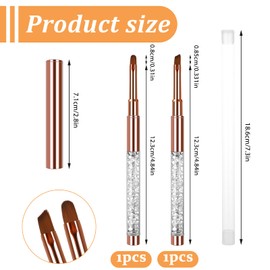 JJUNW JJUNW 2Pcs Round and Angled Nail Polish Clean Up Brush, Nail Art Clean Up Brushes, Rhinestone Handle Nail Art Design Brushes, Fingernail Cleaning Brushes for Nail Art and Designs
