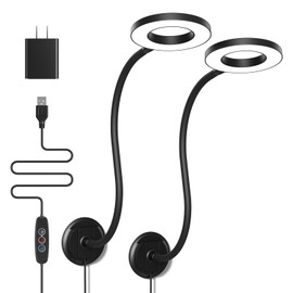 Kaulsoue Reading Light Wall Mounted for Book in Bed at Night,Reading Lamp for Bedroom,Bedside,Headboard,Eye Care 5 Color & Brightness Adjustable, 360 Flexible Gooseneck, 2Units