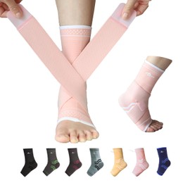 ABIRAM Foot Sleeve (Pair) with Compression Wrap, Ankle Brace For Arch, Ankle Support, Football, Basketball, Volleyball, Running, For Sprained Foot, Tendonitis, Plantar Fasciitis…