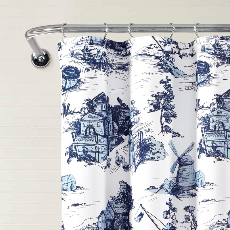Lush Decor French Country Toile Shower Curtain, 72" x 72",