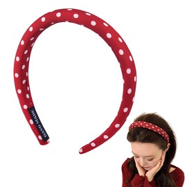 Vintage Red Polka Dot Headband Non Slip Headbands for Long Short Hair Accessories Chunky Thick Polka Dots Headband for Women Girls Vintage Party Outfits for Women Girls Red Polka Dot Hair Accessory