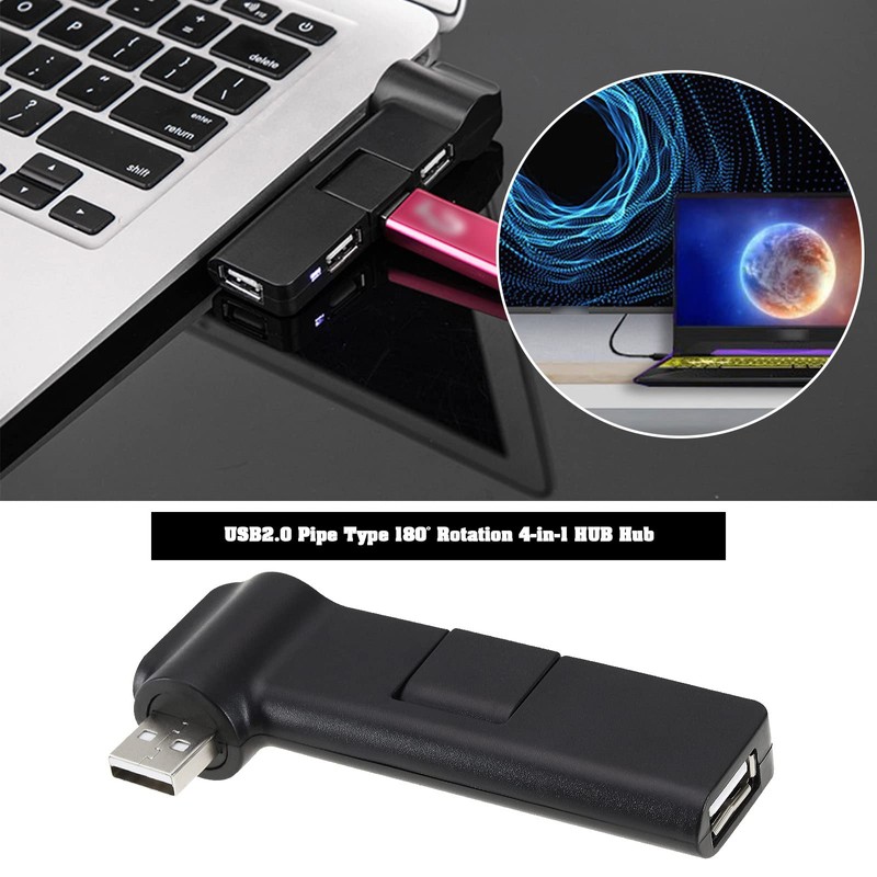 ECSiNG USB Extender Hub 4 Port 180° Rotation USB Hub