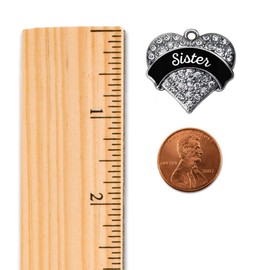 Inspired Silver - Black and White Sister Silver Braided Bracelets for Women - Pave Heart Charm Bracelet Jewelry Gift with Cubic Zirconia - Women's Charm Bracelet with Lobster Claw Clasp