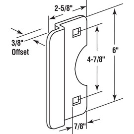 Prime-Line U 10676 Steel Latch Guard Plate Cover for Out-Swinging Doors, 6 Inch Cover with 5/16 Inch Offset, Stainless Steel, Set of 1