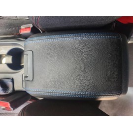 RedlineGoods armrest Cover - Extended Compatible with Subaru WRX/STI 2015-21. Tailor Made - not Universal! Genuine top-Grade Italian Black Leather with Black Thread
