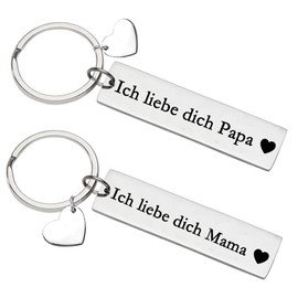 Parents Gift I Love You Dad Mum Keyring Best Dad Jewellery Best Mum Gift Father's Day Mother's Day Gift Birthday Gift for Father Mother, silver