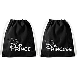 Gym Bag Set for Couples & Friends / 20 Designs/TeeKiki Gym Bag with Quote/Bag: Black/Backpack/Jute Bag/Sports Bag/Hipster/College Bag/Sports Bag, Bag:Prince Princess