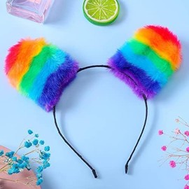 Cute Cat Ears Headbands Rainbow Headwear Princess Hair Bands Hair Hoop Favors Holiday Cosplay Party Costume Hair Accessories For Girls Woman